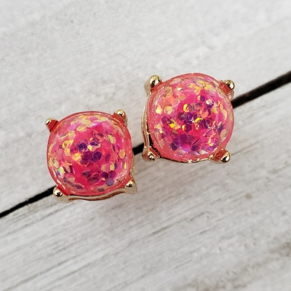 🌻 LAST ONE • Pink Glitter Earrings - Picture 2 of 3